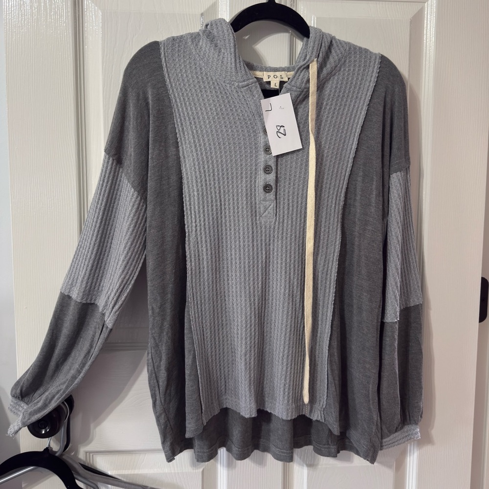 POL Two-Tone Gray Hooded Sweatshirt